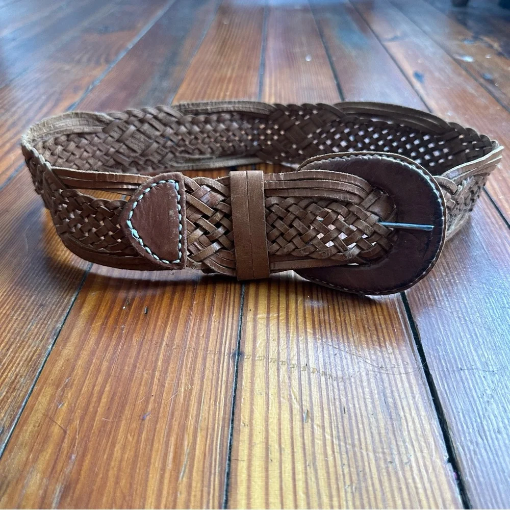 Vintage leather braided belt Small